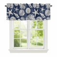 thumbnail image 1 of Curtain Valance for Windows, Summer Ocean Conch Shell Kitchen Valances Rod Pocket Short Curtains, Coastal Starfish Navy Blue Window Valance for Bedroom Bathroom Living room 42x12in, 1 of 9