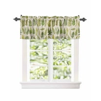 Curtain Valance for Windows Summer Wild Ferns Green Plants Kitchen Valances Rod Pocket Short Curtains,Watercolor Botanical Leaf on Burlap Window Treatment for Living Room Bathroom Bedroom 54x18in