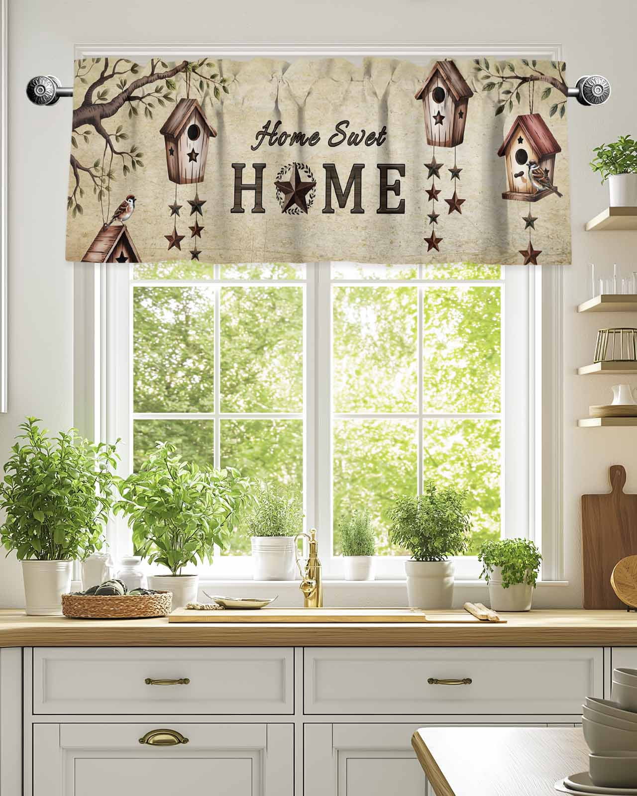 Chaps Window Curtain Valance for Windows,Sweet Home Sparrows Kitchen Valances Rod ...