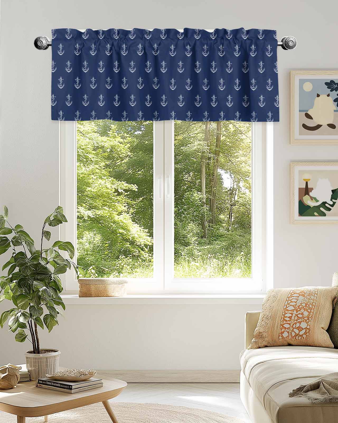 Navy Blue Window Valancenull