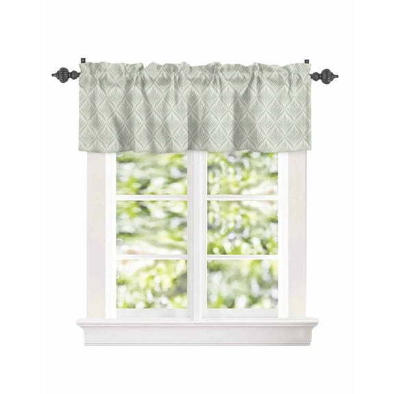 Curtain Valance for Windows Watercolor Abstract Sage Green Petal Kitchen Valances Rod Pocket Short Curtains,Geometric Floral Botanical Window Treatment Panel for Living Room Bathroom Bedroom 42x12in