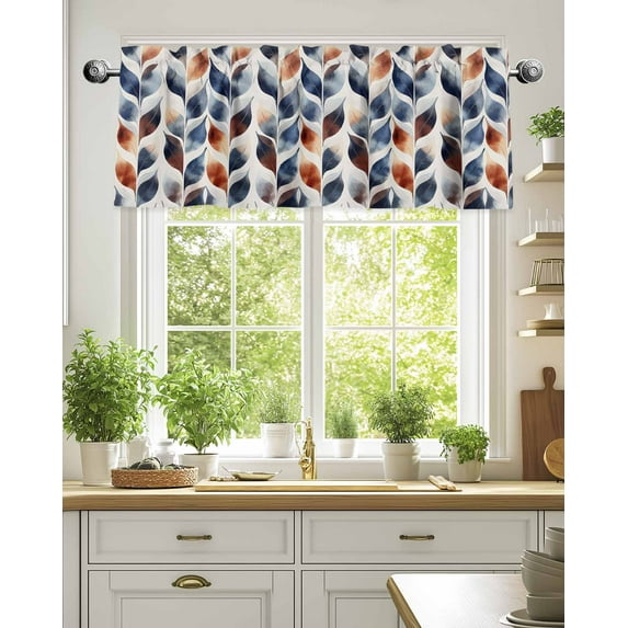 Curtain Valance for Windows,Watercolor Palm Leaves Kitchen Valances Rod Pocket Short Curtains,Abstract Tropical Plants Window Treatment Panel for Bedroom Bathroom 54x18in