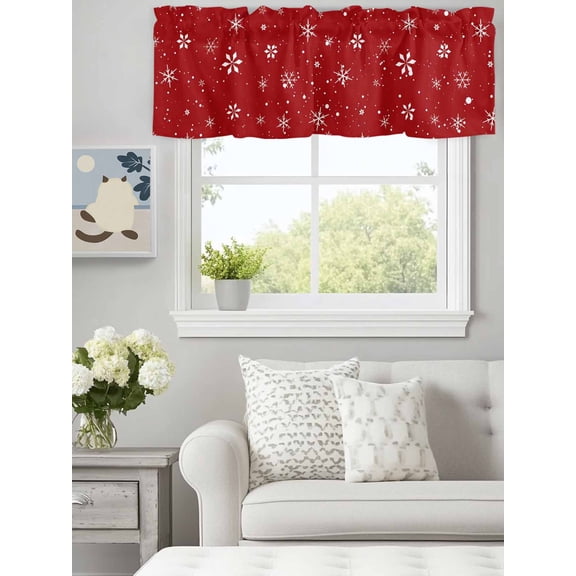 Rodless Valance 2 Pack Valance Curtains for Kitchen Windows Merry Christmas Words Rod ...