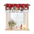 Curtain Valance for Windows Winter Snowman Snowflakes Christmas Tree
