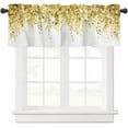 thumbnail image 1 of Curtain Valance for Windows Yellow Eucalyptus Rod Pocket Valance Window Treatments 1 Panel Watercolor Leaves Short Curtains for Kitchen Windows Bathroom Bedroom 54x18in, 1 of 6