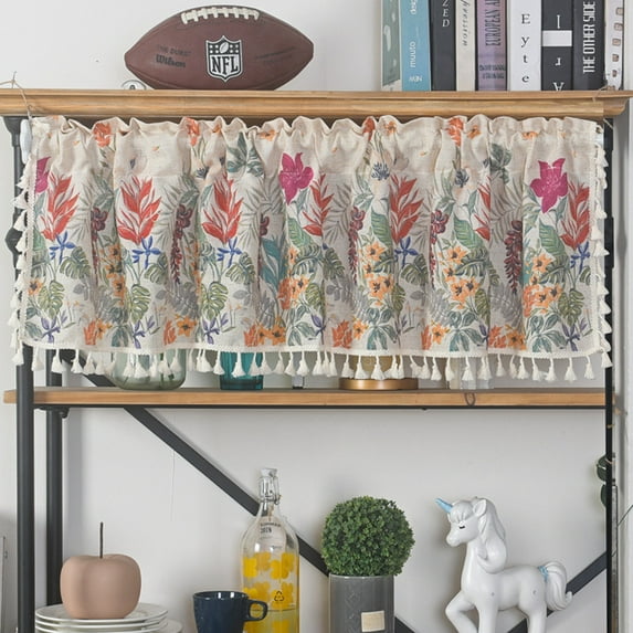 Curtain Valance for Kitchen Cafe, Short Boho Curtain for Dinning Room, Window Treatment Decor