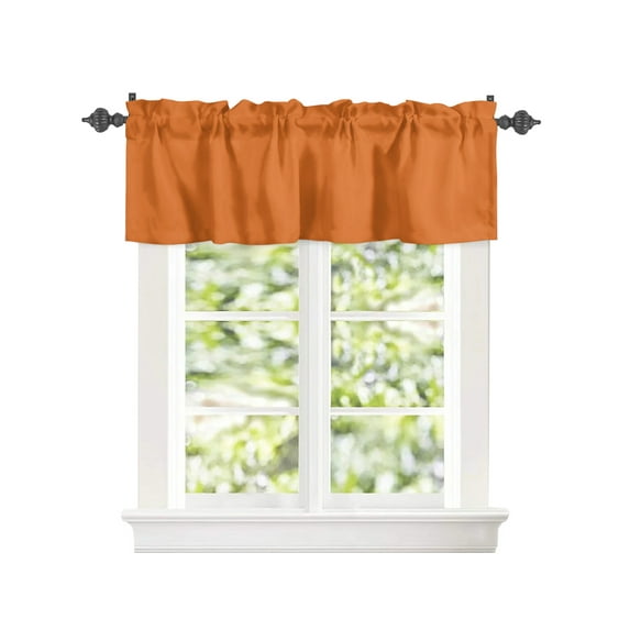 Curtain Valances for Kitchen Windows Orange Pure Color,Privacy Rod Pocket Drape Modern Minimalist Art,Window Valance Toppers for Living Room Bathroom Cafe Home Decor 42x12in