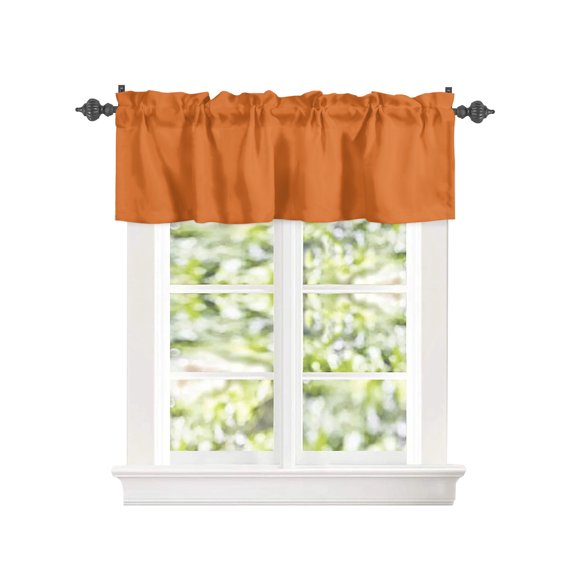 Curtain Valances for Kitchen Windows Orange Pure Color,Privacy Rod Pocket Drape Modern Minimalist Art,Window Valance Toppers for Living Room Bathroom Cafe Home Decor 42x12in