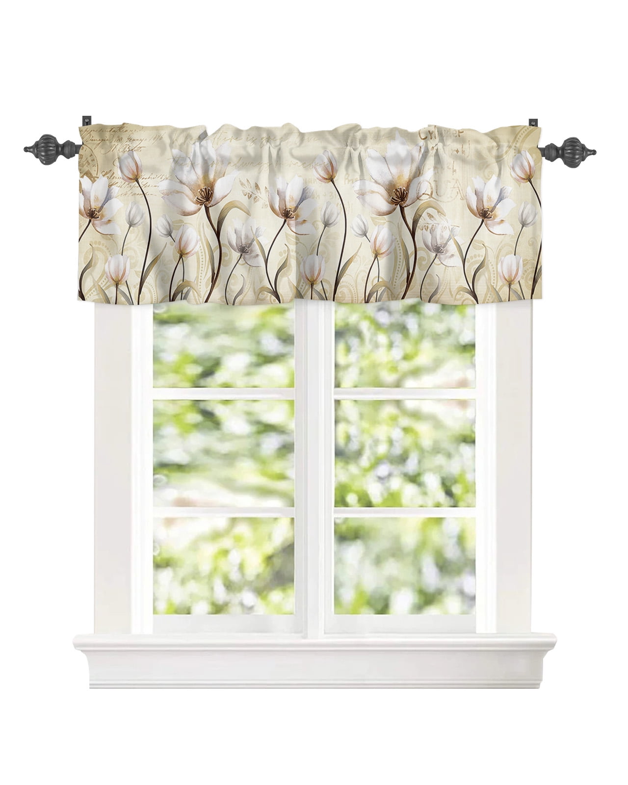 Curtain Valances for Kitchen Windows Tulips Flowers Aesthetic Floral ...