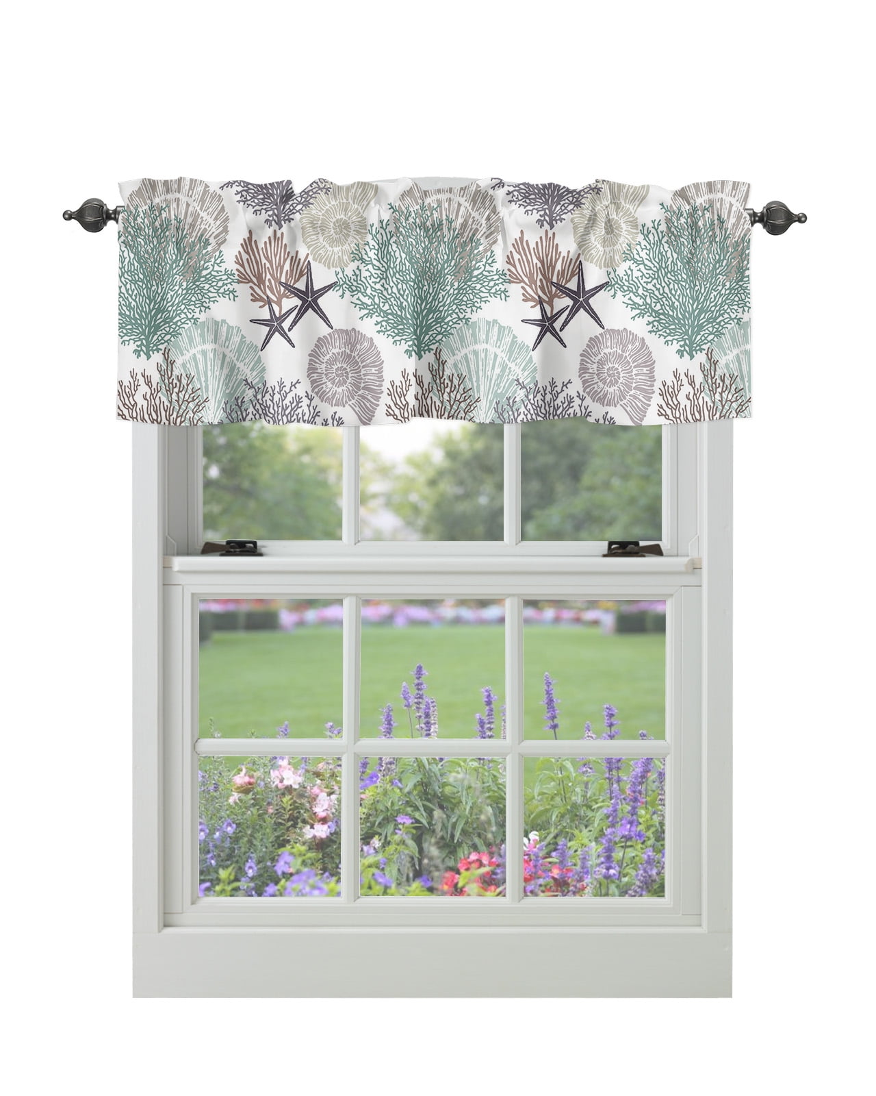 Curtain Valances for Windows, Beach Theme Window Valances, Nautical