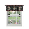 Curtain Valances for Windows, Black Christmas Reindeer Red Snowflake