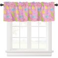 thumbnail image 1 of Curtain Valances for Windows, Cartoon Cute Dinosaur Pink Rod Pocket Valance Window Treatments Short Curtains for Kitchen Bathroom Living Room 54 x 18 Inches, 1 Panel, 1 of 6