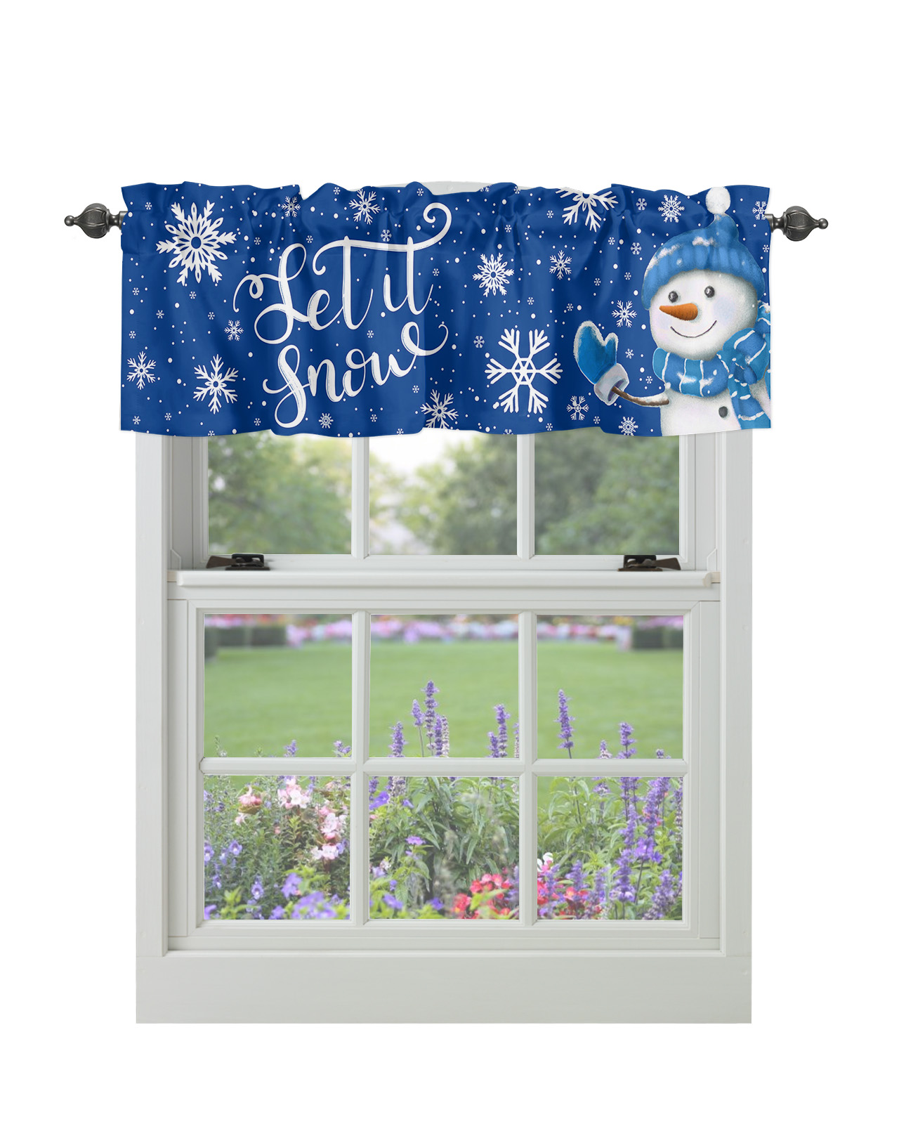 Curtain Valances for Windows, Cute Snowman Christmas Window Valances