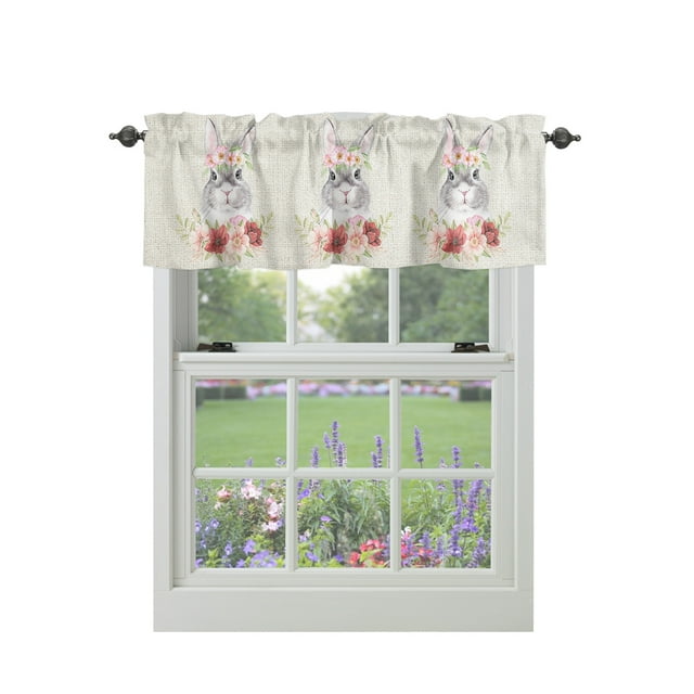 Curtain Valances for Windows, Easter Cute Rabbit Window Valances, Bunny