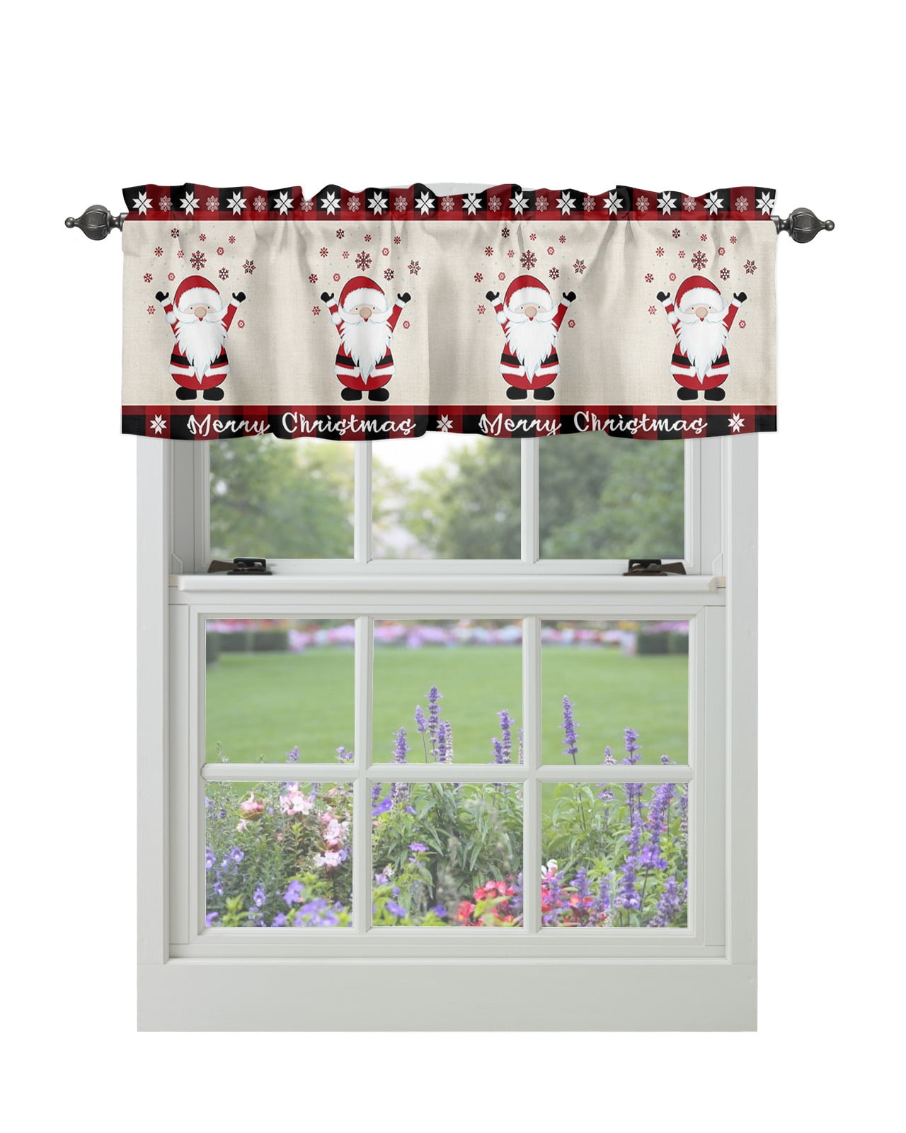 Curtain Valances for Windows, Gnome Christmas Window Valances