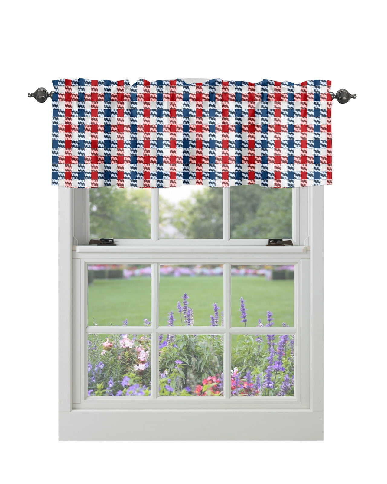 Curtain Valances for Windows, July 4th Red Blue Window Valances