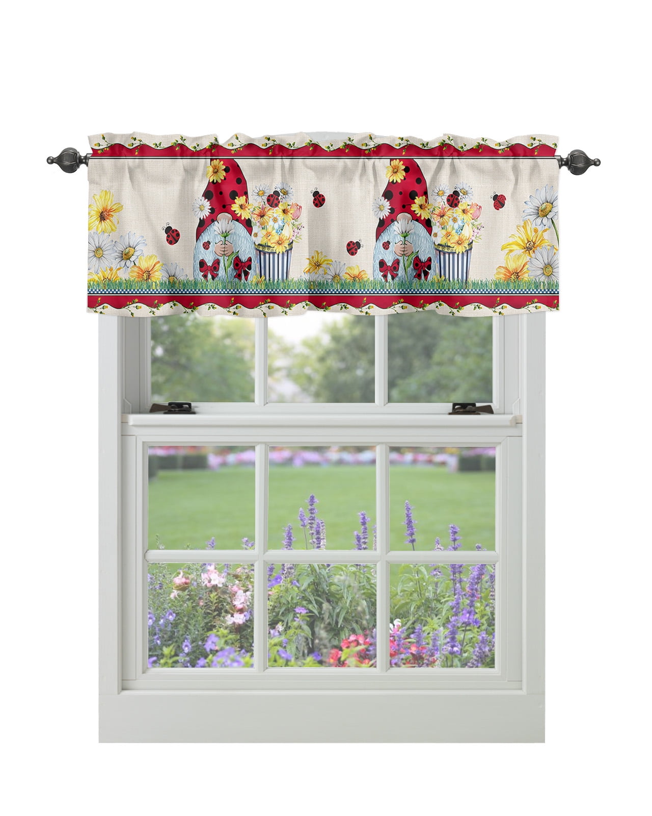 Curtain Valances for Windows, Spring Daisy Flower Window Valances, Cute