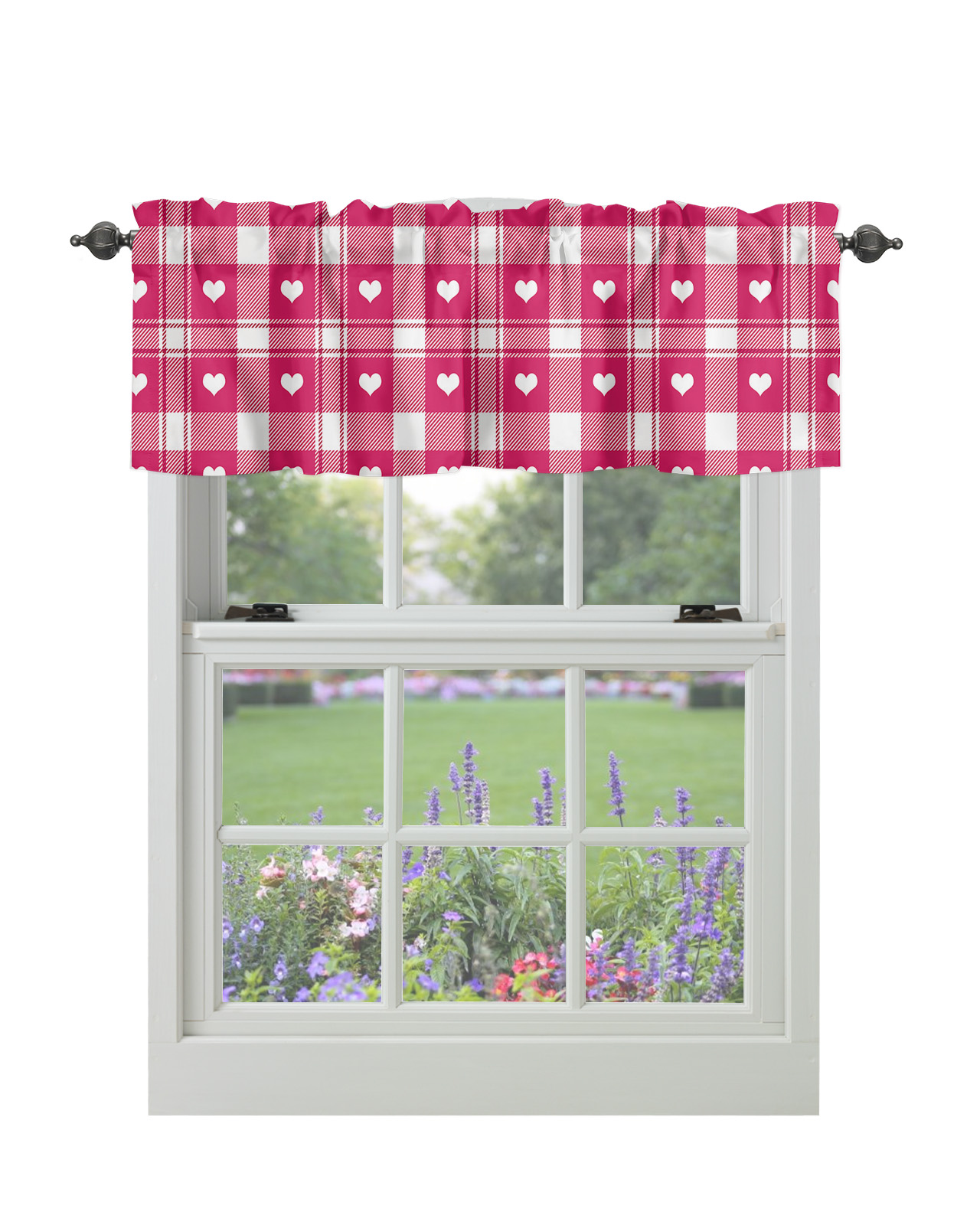 Curtain Valances for Windows, Valentine's Day Heart Love Window