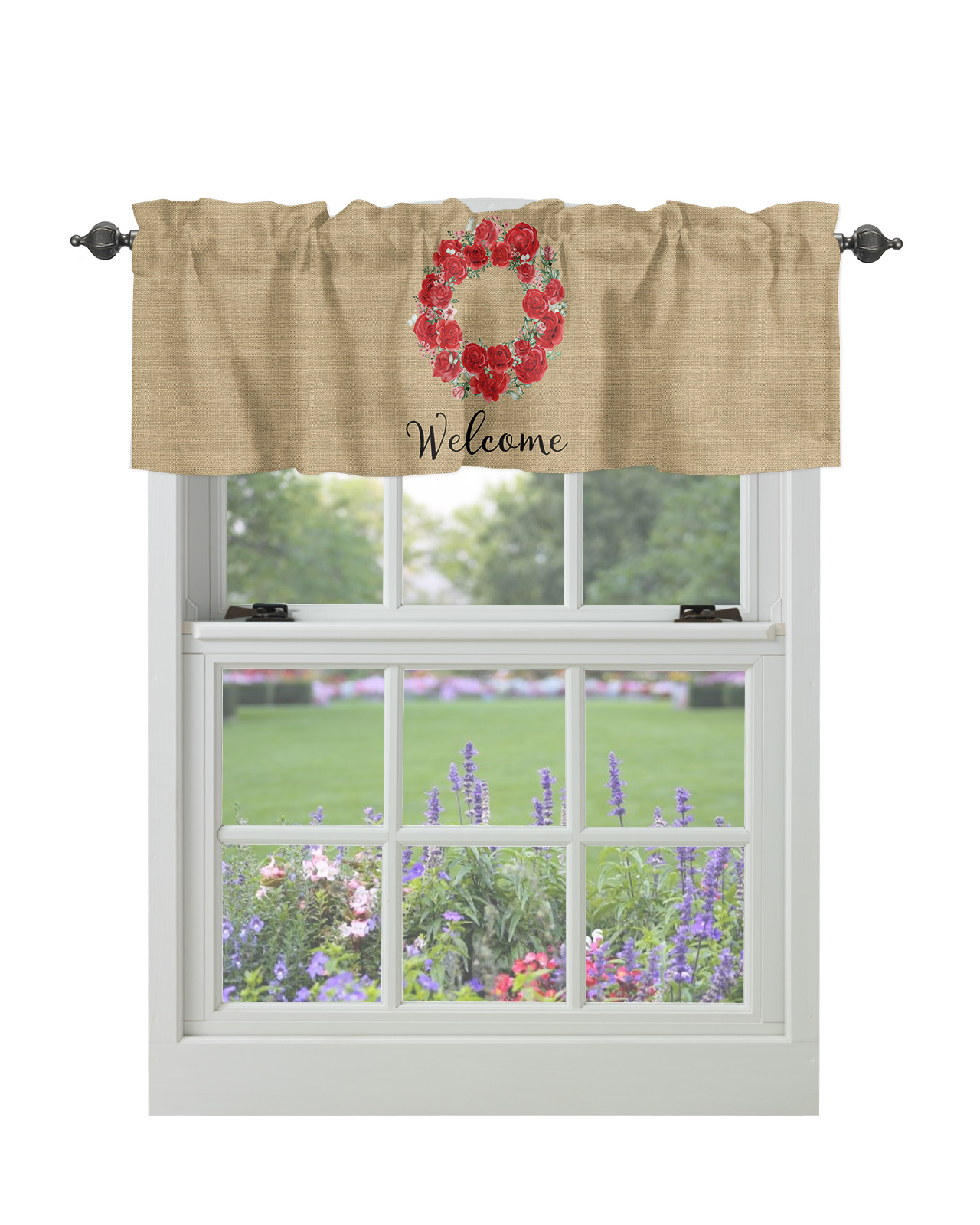 Curtain Valances for Windows, Valentine's Day Romantic Rose Window