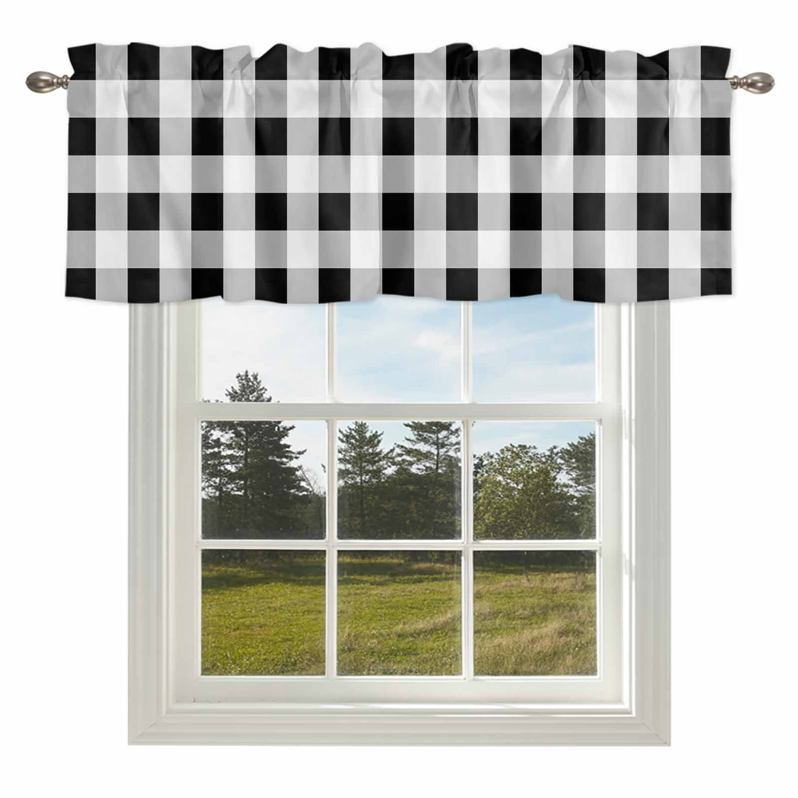 Curtain Valances for Kitchen Windows,Rod Pocket Short Valance Black ...
