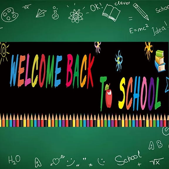 Curtain,Welcome Back To School Banner Fabric Wall Decoration For School Supplies