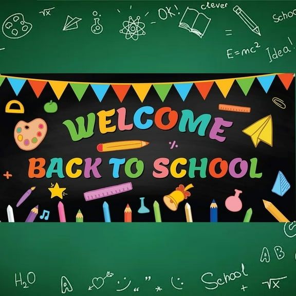 Curtain,Welcome Back To School Banner Fabric Wall Decoration For School Supplies