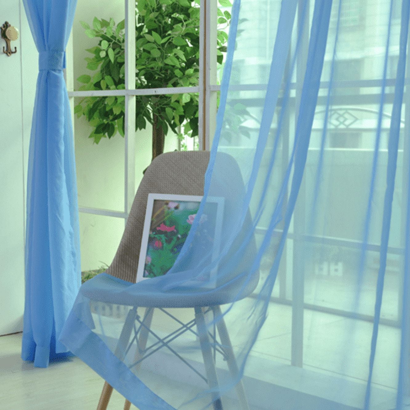 Curtain,Window 2 Drape Pure Tulle Door Scarf PCS Color Sheer Curtain ...