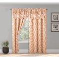 thumbnail image 1 of Curtain Window Panels with Attached Fancy Valance, Moroccan Trellis Print (Set of 2) 54 x 84 inch Drapes, Beige, 1 of 5