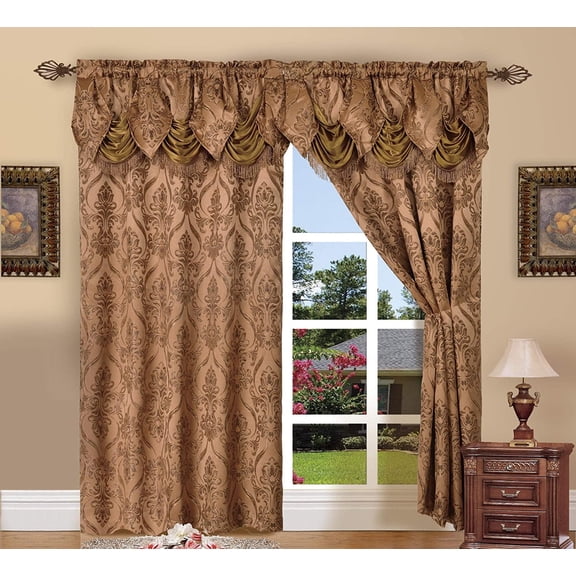 Mocassi Penelopie Jacquard Curtain Panels, Set of 2, 54 x 84 Inches, Brown