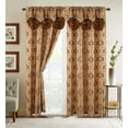 thumbnail image 1 of Mocassi Classic Jacquard Window Drape Set, 2-Panels with attached Valance, Saffa 54" x 84", Gold/Brown, 1 of 4