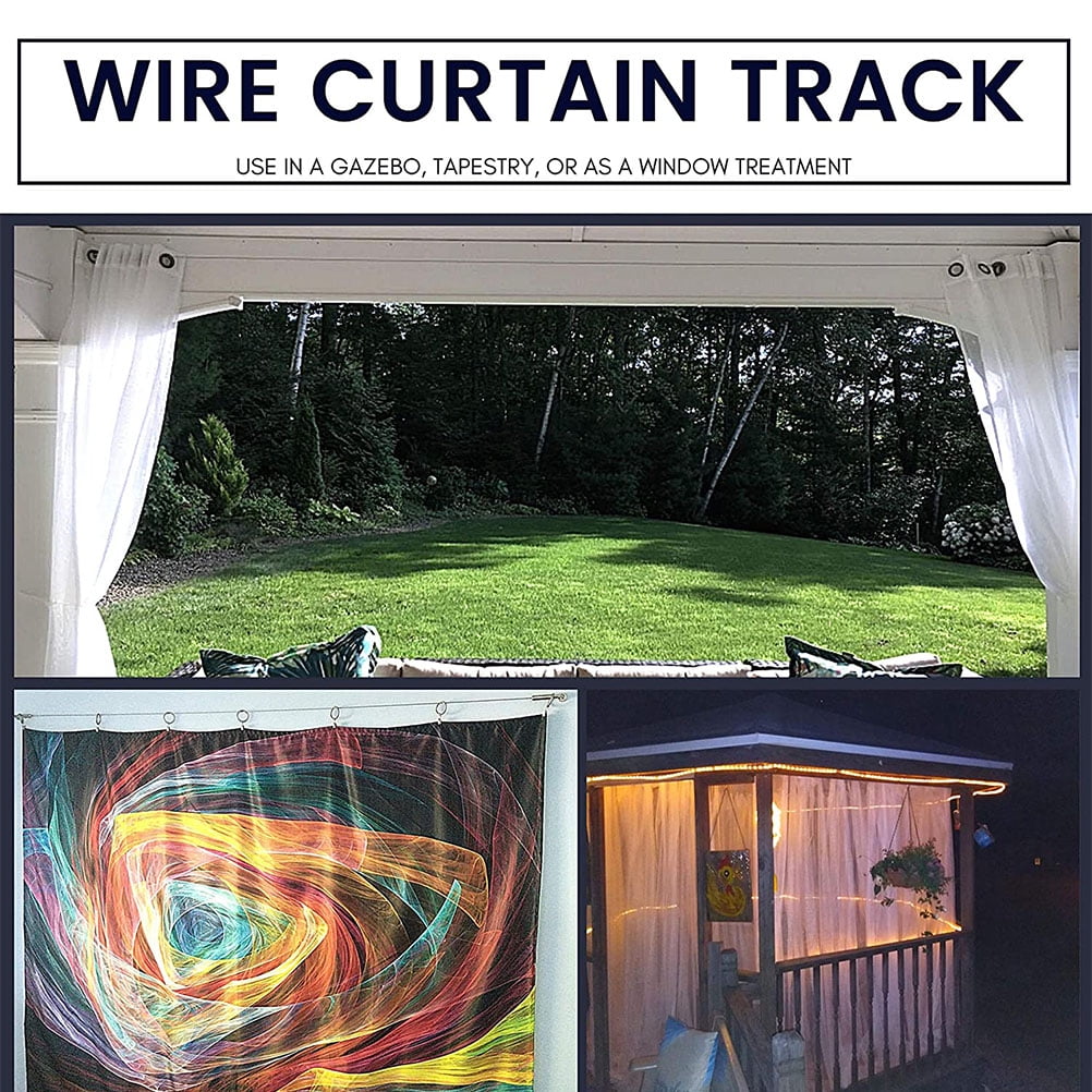 Curtain Wire 1 Set Wall Mount Curtain Wire Rod Stainless Steel Photo