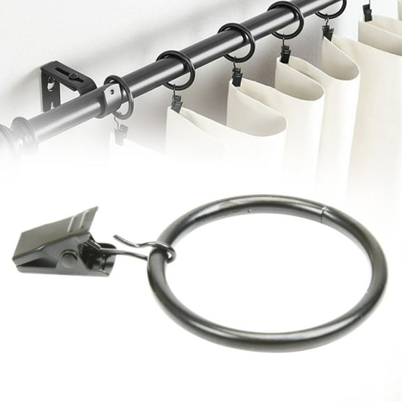 Curtain hooks/ Curtain Clips Heavy Duty Curtain Hooks For Drapes Caps Pictures Rustproof & Decorative Black Curtain Rings For Bathroom Living And Guest Room