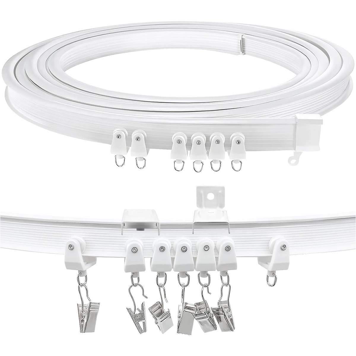 Curtain rod, flexible ceiling curtain rail for bay windows, approx. 5 m