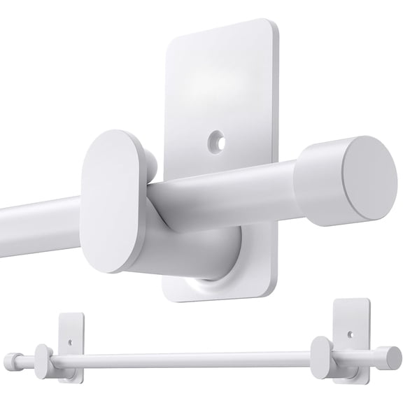 Curtain rod without drilling, used for windows 30 to 45 inches, 5/8 inch diameter without drilling small curtain rod set, with 3m adhesive bracket, white