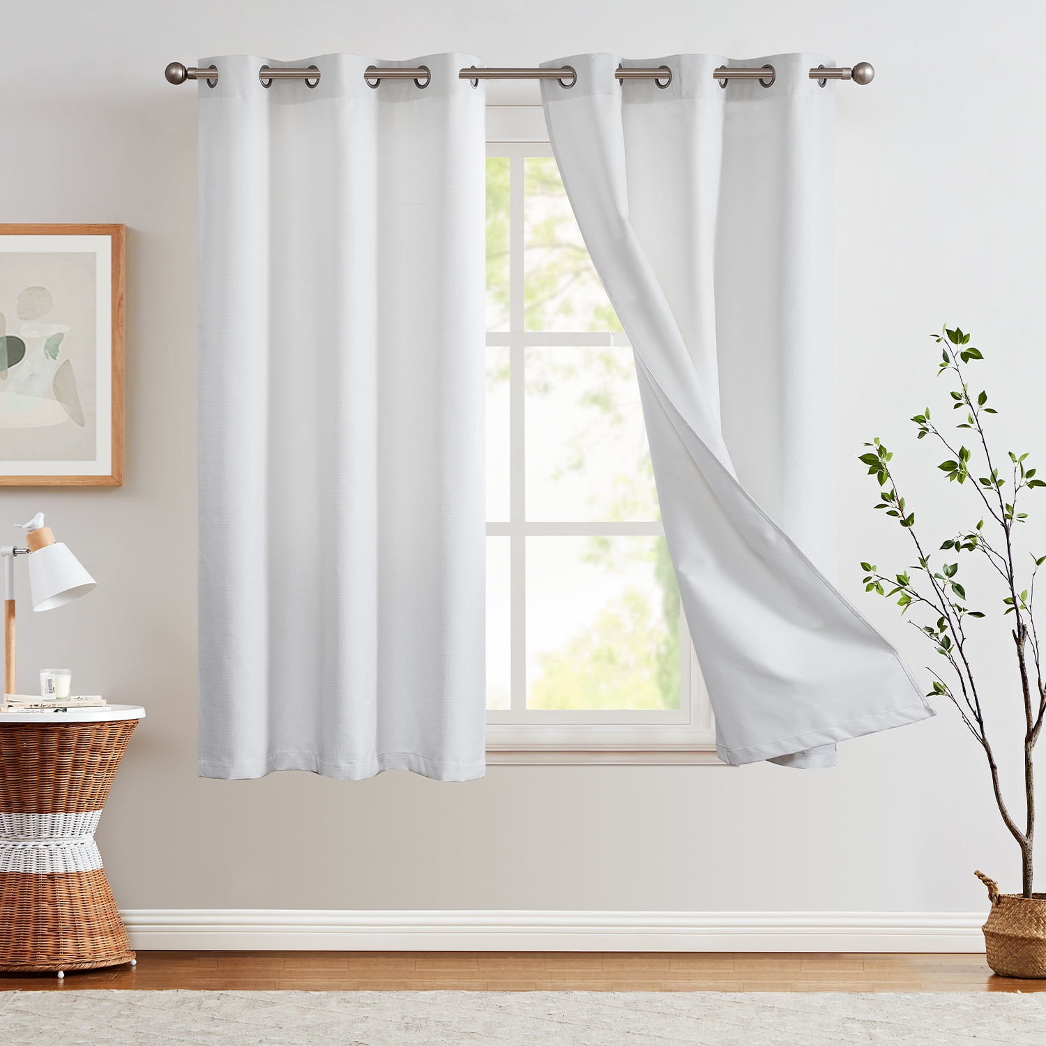 Curtainking 100 Blackout Curtains 38x63 inch White Bedroom Curtains