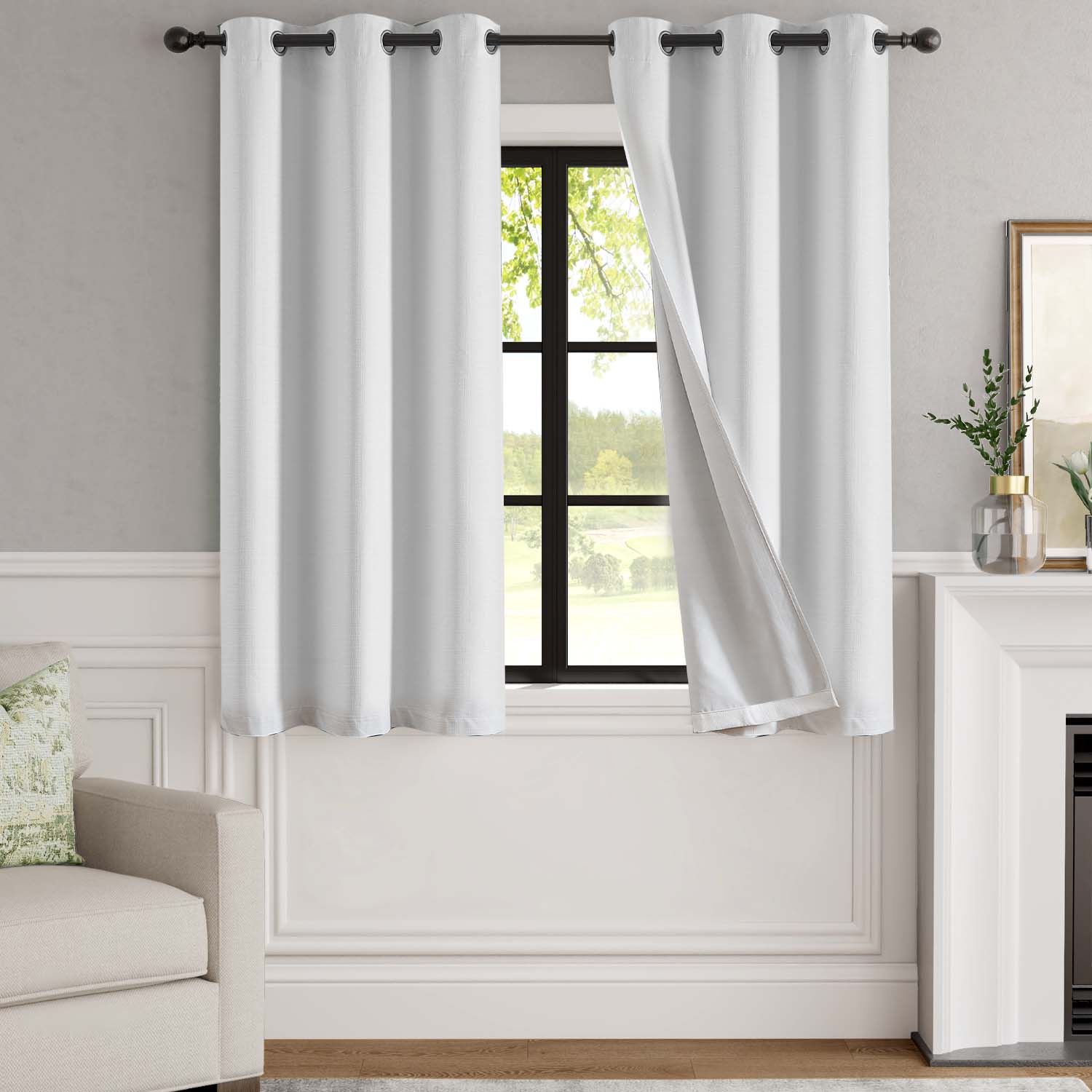Curtainking 100% Blackout, Sun Blocking, 38x63 inch White Grommet Top ...