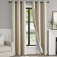 thumbnail image 1 of Curtainking Blackout Curtains 38 x 84 Inches Beige Linen Textured Drapes for Bedroom Grommet 2 Panels, 1 of 8