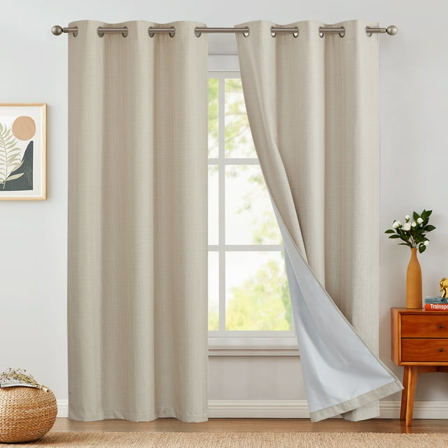 Curtainking 100 Blackout Curtains 38x84 inch Linen Textured Grommet