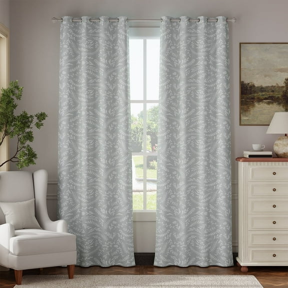 Curtainking 100% Blackout Curtains 84 inch Long Curtains, Printed Thermal Insulated Grommet Curtains for Bedroom, 52x84 inch, 2 Panels, Grey