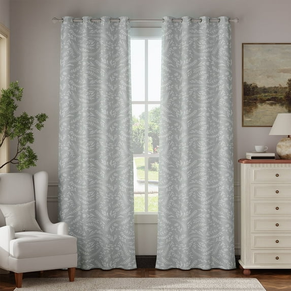Curtainking 100% Blackout Curtains 84 inch Long Curtains, Printed Thermal Insulated Grommet Curtains for Bedroom, 52x84 inch, 2 Panels, Grey