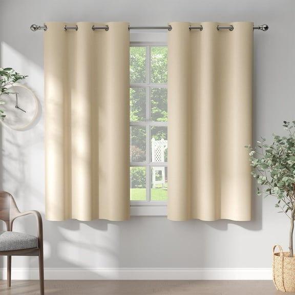 Curtainking Beige Blackout Curtains Thermal Insulated Grommet Curtains for Living Room, 40x45 inch, 2 Panels