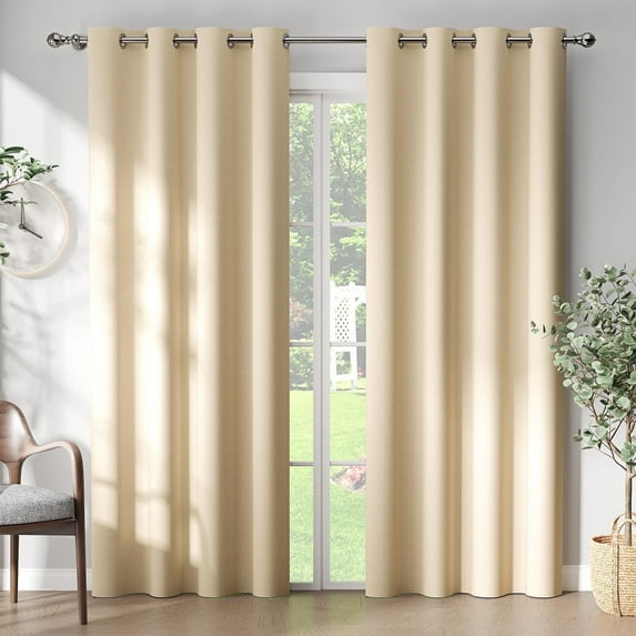 Curtainking Beige Blackout Curtains Thermal Insulated Gromemt Curtains for Living Room, 50x72 inch, 2 Panels