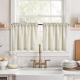thumbnail image 1 of Curtainking Beige Kitchen Curtains 24 inch Linen Textured Cafe Curtains for Bathroom Farmhouse Light Filtering Tier Curtains Rod Pocket 2 Panels, 1 of 9
