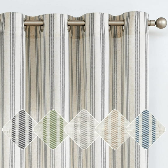 Curtainking Black Striped Curtains Linen Farmhouse Living Room Curtains Ticking Stripe Curtains Rustic Pinstripe Curtains Grommet 2 Panels 50" x 63"