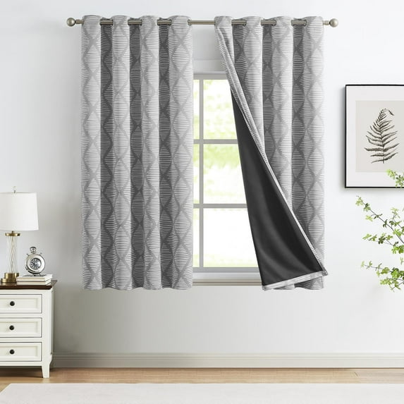 Curtainking Blackout Curtains - 52x63 inch Grey Set of 2 with Grommet Thermal Insulation, Ideal for Living Room Bedroom Windows