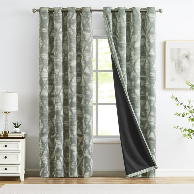 Curtainking Blackout Curtains 52x84 inch Green Set of 2 with Grommet