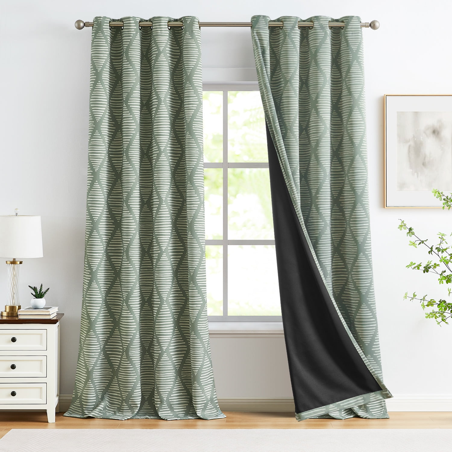 Curtainking Blackout Curtains - 52x96 inch Green Set of 2 with Grommet Thermal Insulation, Ideal for Living Room Bedroom Windows