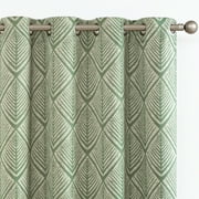 Curtainking Blackout Curtains 63 inch Sage Geometric Pattern Window Curtains for Living Room Darkening Bedroom Thermal Grommet Curtains set of 2