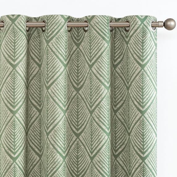 Curtainking Blackout Curtains 63 inch Sage Geometric Pattern Window Curtains for Living Room Darkening Bedroom Thermal Grommet Curtains set of 2