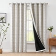 thumbnail image 1 of Curtainking Blackout Curtains for Livingroom Bedroom Farmhouse Boho Curtains 96 inch Geometric Striped Grommet Room Darkening Thermal Insulated Window Drapes 2 Panels Blue on Beige, 1 of 10